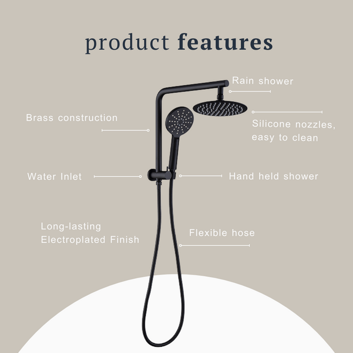 Indigo Ciara Twin Shower Matte Black features