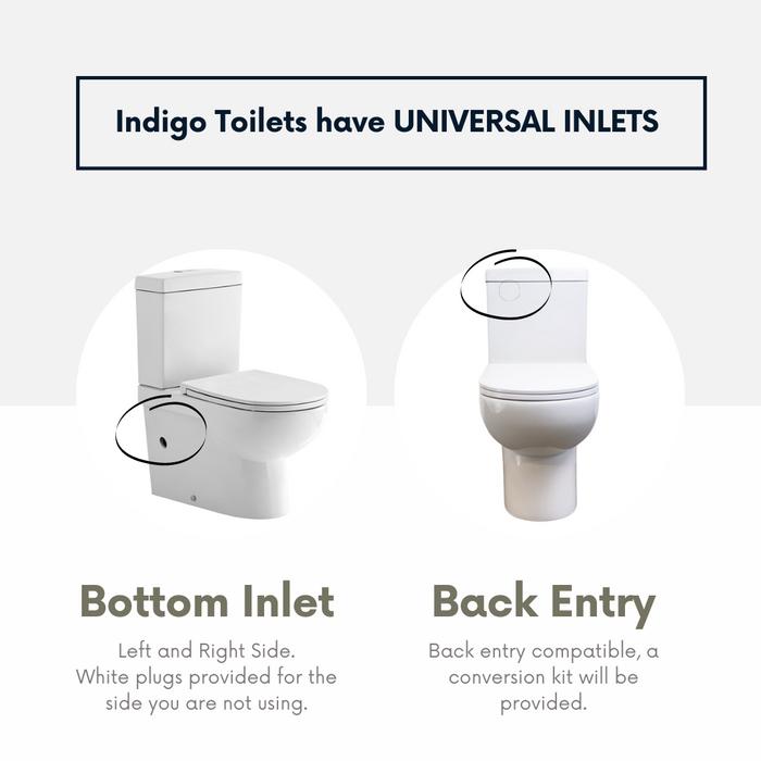 Indigo Ridge Rimless Back To Wall Ceramic White Toilet Suite and Soft Close Seat