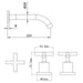 Technical Drawing - Indigo Elite X Wall Basin or Bath Set 220mm Matte Black US5004MB