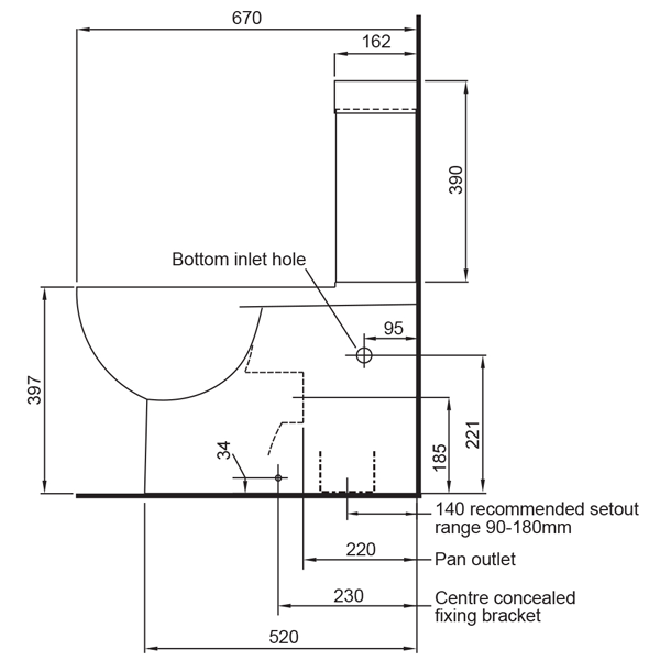 Technical Drawing - Indigo Ridge Toilet Suite US8001T