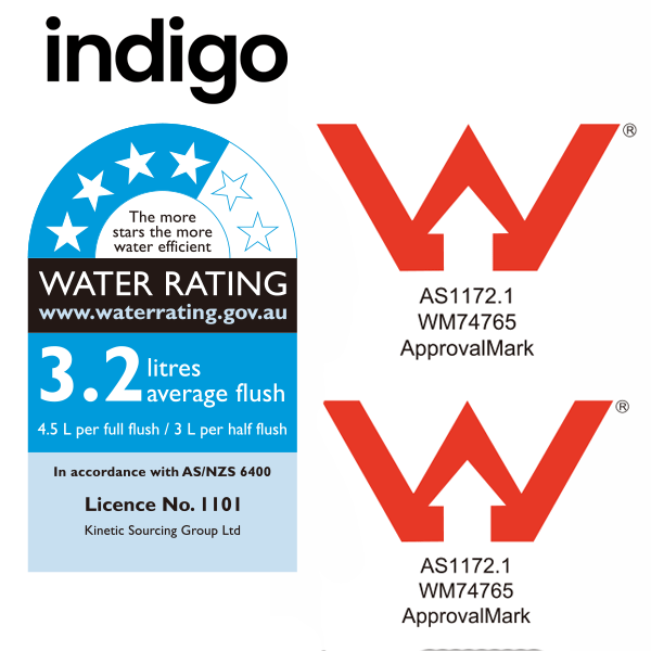 Indigo Ridge back to wall Toilet WELS Rating