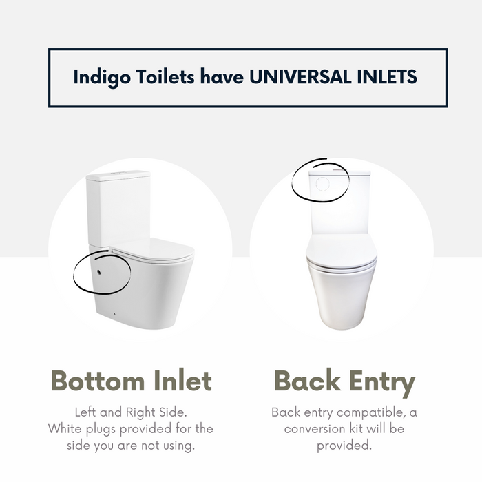 Indigo Cali Rimless Back To Wall Ceramic White Toilet Suite With Soft Close Seat