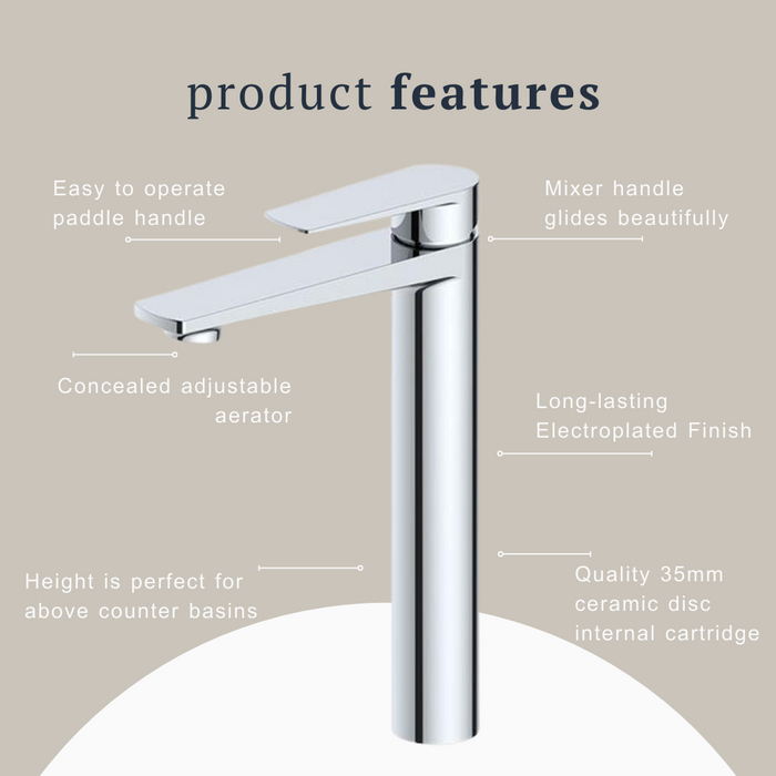 Indigo Savina Tower Basin Mixer Chrome product features