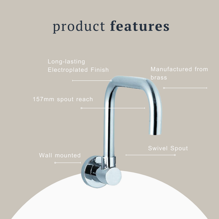 Indigo Elite X Wall Sink Spout Chrome online at Indigo Bathrooms