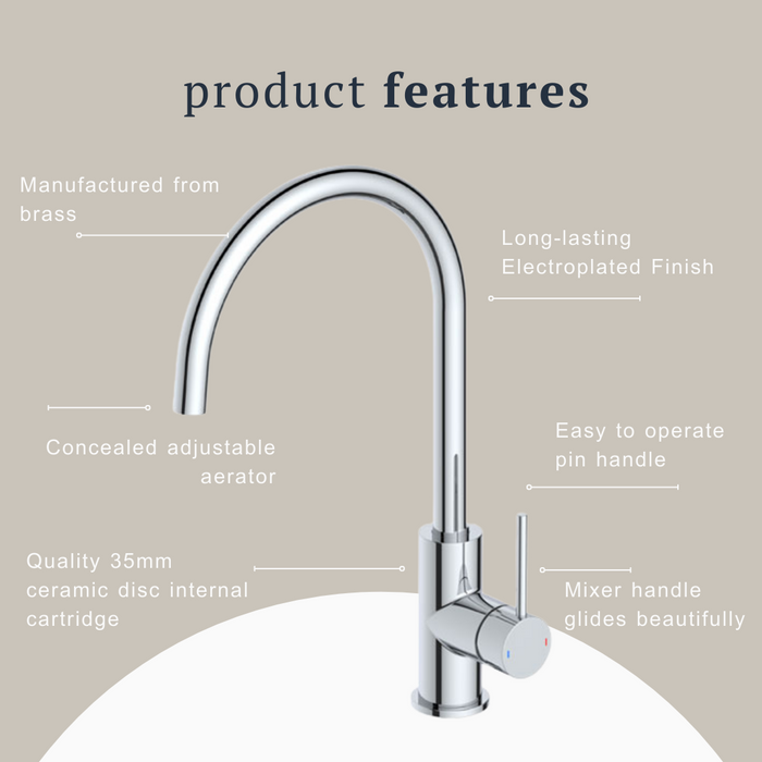 Indigo Alisa Sink Mixer Chrome product features