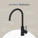 Indigo Alisa Sink Mixer Matte Black product features