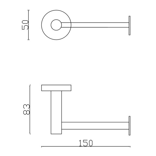 Technical Drawing - Indigo Ciara Toilet Roll Holder Chrome US1001CH