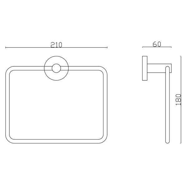 Technical Drawing - US1002CH - Indigo Ciara Hand Towel Holder Chrome