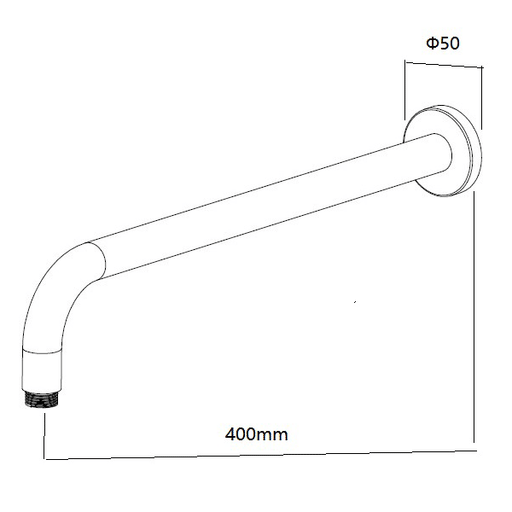 Technical Drawing - Indigo Ciara Wall Shower Arm 400mm Matte Black US2004MB