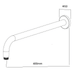 Technical Drawing - Indigo Ciara Wall Shower Arm 400mm Matte Black US2004MB