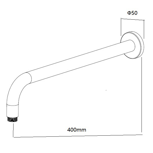 Technical Drawing - Indigo Ciara Wall Shower Arm 400mm Chrome US2004CH