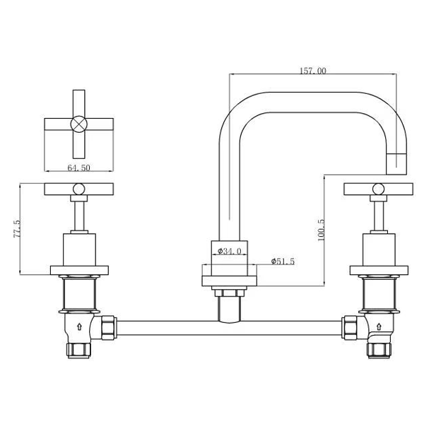 Technical Drawing - Indigo Elite X Basin Set Matte Black US5000MB