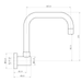 Technical Drawing - Indigo Elite X Wall Sink Spout Chrome US5002CH