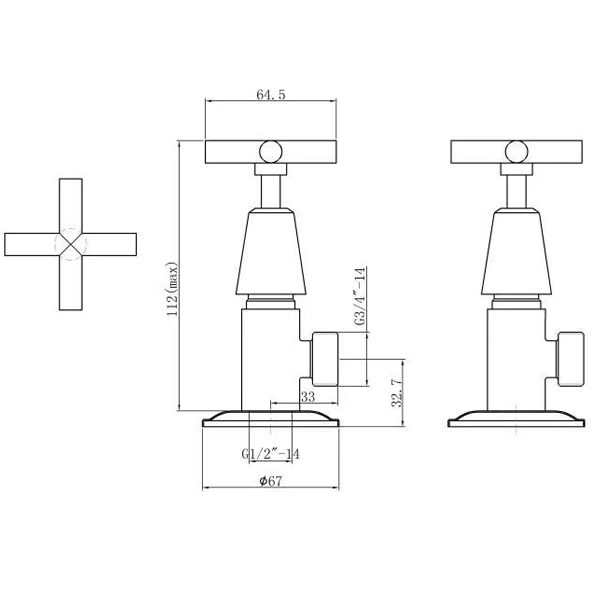 Technical Drawing - Indigo Elite X Washing Machine Set Chrome US5003CH