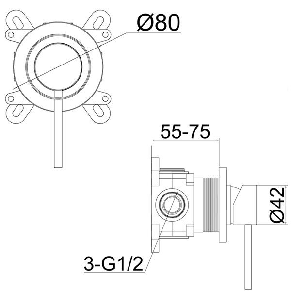 Technical Drawing - Indigo Alisa Bath/Shower Mixer Chrome US5510CH