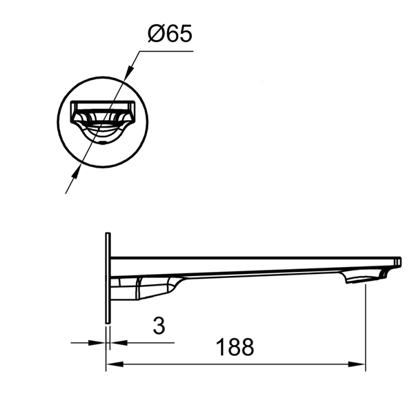 Technical Drawing - Indigo Savina Bath/Basin 180mm Spout Chrome US5603CH