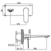 Technical Drawing - Indigo Savina Wall Basin/Bath Mixer 180mm Matte Black US5608