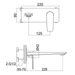 Technical Drawing - Indigo Savina Wall Basin/Bath Mixer 225mm Chrome US5609CH