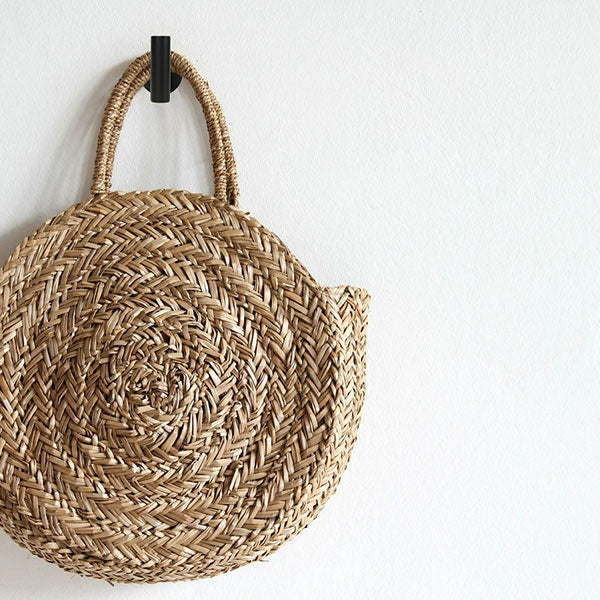 Indigo Ciara Wall Hook Matte Black - rattan bag hanging from designer wall hook for the home