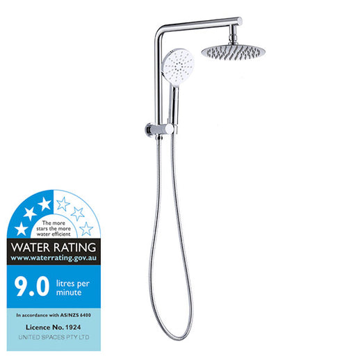 Ciara Bathroom Dual Twin Rain Shower and Handheld Shower Polished Chrome WELS Rating - Indigo