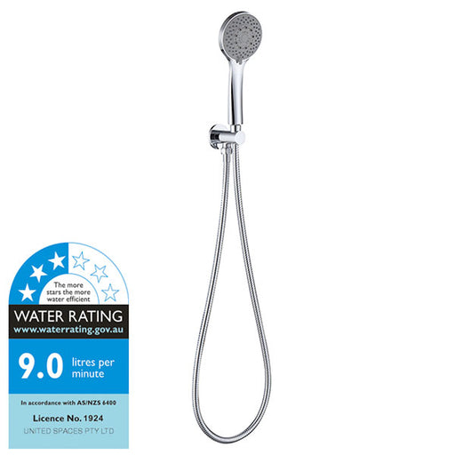 Ciara Bathroom Round Handheld Shower Head Set Polished Chrome WELS Rating - Indigo