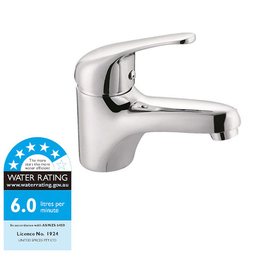 Indigo Elite Brass 5 Star Rated, 6L min Bathroom Basin Mixer Tap Chrome WELS Rating - Indigo