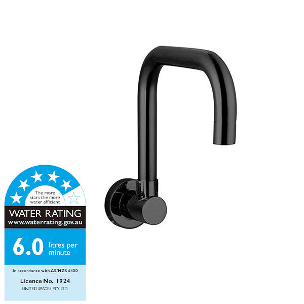 Indigo Elite X WELS 5 Star Wall Mounted 15cm Sink Spout Matte Black WELS Rating - Indigo