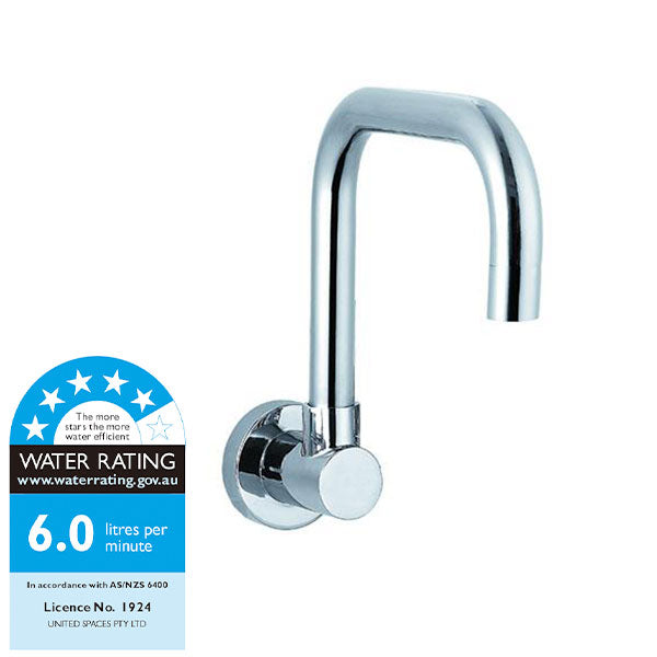 Indigo Elite X WELS 5 Star Wall Mounted 15cm Sink Spout Polished Chrome WELS Rating - Indigo