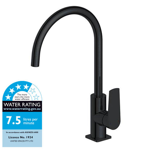 Indigo Savina Brass Kitchen Sink Lever Mixer Swivel Tap Matte Black WELS Rating - Indigo