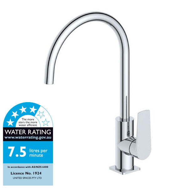 Indigo Savina Brass Kitchen Sink Lever Mixer Swivel Tap Polished Chrome WELS Rating - Indigo