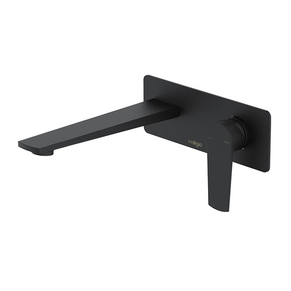 Indigo Savina Wall Basin/Bath Mixer 225mm Matte Black online at Indigo Bathrooms